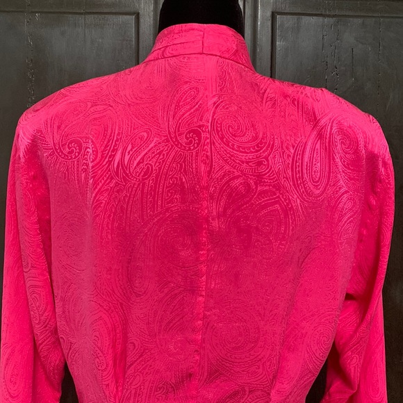Vintage Collections by Michelle Stuart pink 100% Silk blouse- size Large - Picture 5 of 13